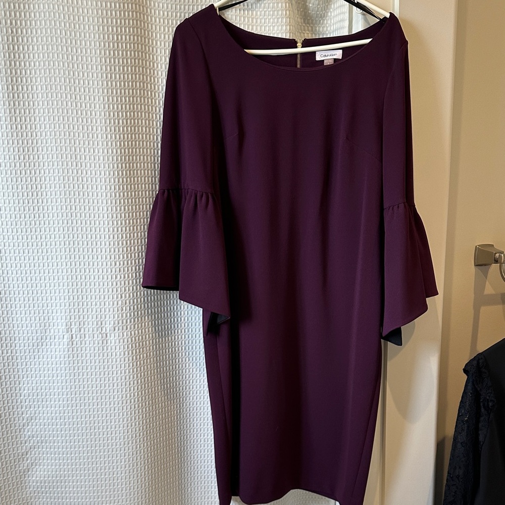 Calvin Klein Deep Purple Long Sleeve Dress
